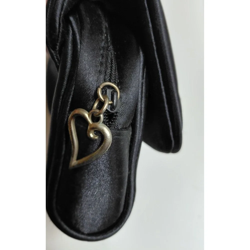Vintage Victoria's Secret Black Satin Makeup Cosmetic Bag Pouch Mirror 90s Y2K